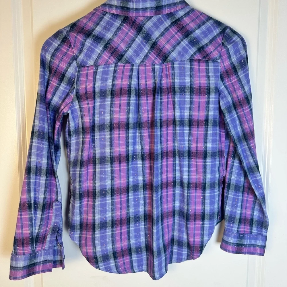 Mudd Kids Plaid Button Down Shirt - Pink and Blue